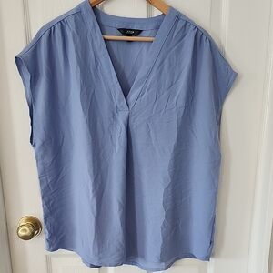 Women's Blue V-Neck Top